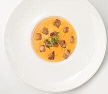 Тыквенный суп с белыми грибами