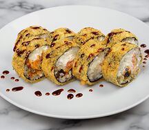 Жареный ролл Лосось-мидии