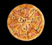 Пицца Ветчина-грибы на тонком тесте