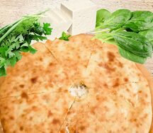 Осетинский пирог с нежным сыром, шпинатом и зеленью