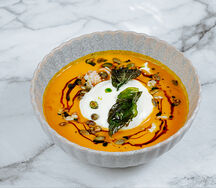 Тыквенный крем-суп с креветкой