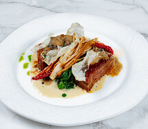 Гратен из телячьего языка с соусом фуагра