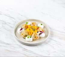 Манты с мраморной говядиной и тыквой