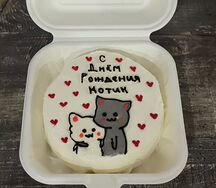 Бенто-торт с дизайном С ДР, котик