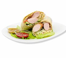 Хот-дог в лаваше с двумя сосисками