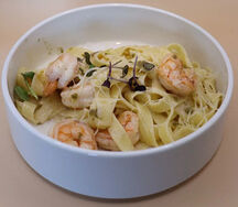 Паста с тигровыми креветками