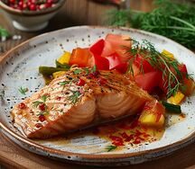 Форель с овощами