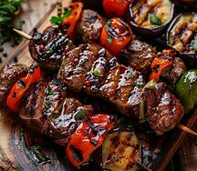 Шашлык из баранины с овощами