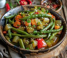 Стручковая фасоль с овощами