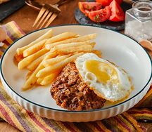 Бифштекс по-восточному с фри