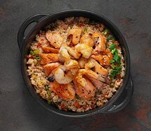 Рис с семгой и креветками