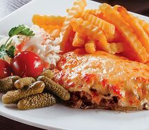 Говядина с грибами под сыром