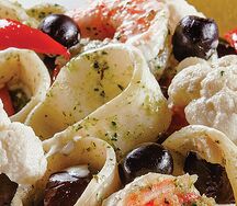 Морепродукты с печеными овощами