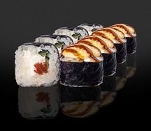 Запечённый ролл с лососем и угрём