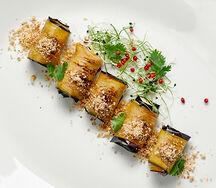 Рулеты из баклажанов с творожным сыром и кинзой