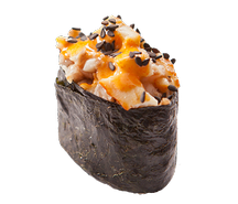 Гункан с угрем и соусом спайс