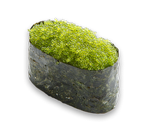 Гункан с зеленой икрой тобико