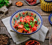 Салат с хрустящими баклажанами