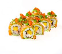 Ролл-никкей с угрем и манго