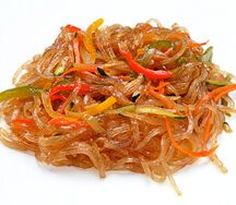 Стеклянная лашпа с овощами