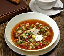 Окрошка с индейкой на квасе