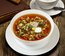 Окрошка с индейкой на квасе