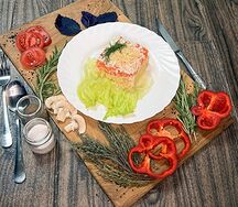 Мимоза с красной рыбкой