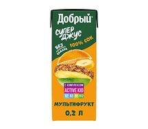 Сок Добрый Супер Джус мультифрукт, без сахара, 200 мл