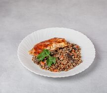 Курица с сыром и гречка с грибами