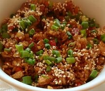 Курица с рисом, грибами и пармезаном