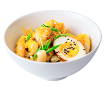 Токпокки с грибами, беконом и сыром чеддер