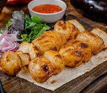 Молодой картофель с курдюком на углях