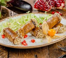Рулетики из баклажанов с ореховой начинкой