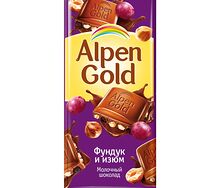 Шоколад Alpen Gold фундук и изюм