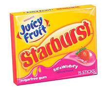 Жевательная резинка Starburst Wrigleys Juicy Fruit Strawberry