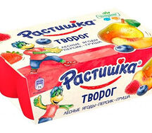 Творог Растишка Kids лесные ягоды и персик