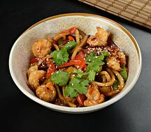 Удон c тигровыми креветками