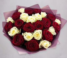 Букет цветов из 25 роз Ало-белый микс