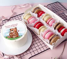 Набор Бенто-торт Любимой маме (мишки) и 12 макаронс