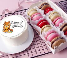 Набор Бенто-торт Мамы, как пуговки и 12 макаронс