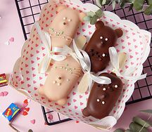 Набор 4 эскимо кейк-попсов Мишки шоколадные и ванильные