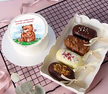 Набор бенто-торт Любимой маме (мишки) и Эскимо-чизкейк на палочке