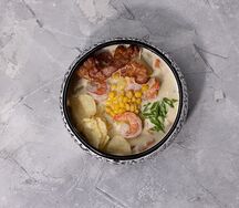Чаудер с креветкой и беконом