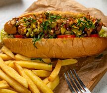 Хот-дог с куриной колбаской