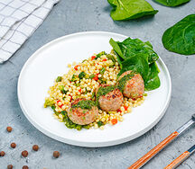 Паста Птитим с тефтелями из индейки и курицы