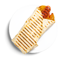 Ролл со свиной колбаской гриль и картофелем