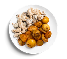 Курица в грибном соусе с картофелем мини