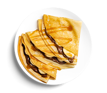 Блины с бананом, нутеллой и карамельным соусом