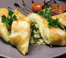 Блин с курицей и грибами
