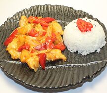 Жаренная треска в соусе свит чили